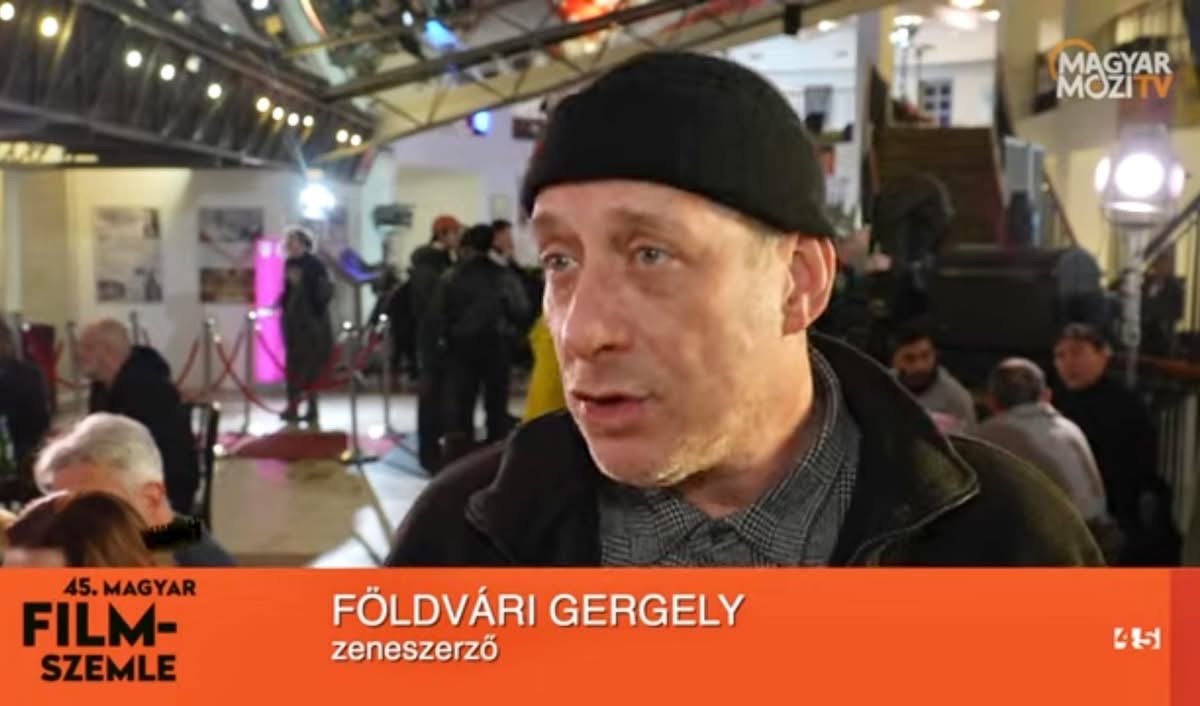 Grego interviewed at the Filmszemle by Magyar Mozi TV, captioned Földvári Gergely, composer