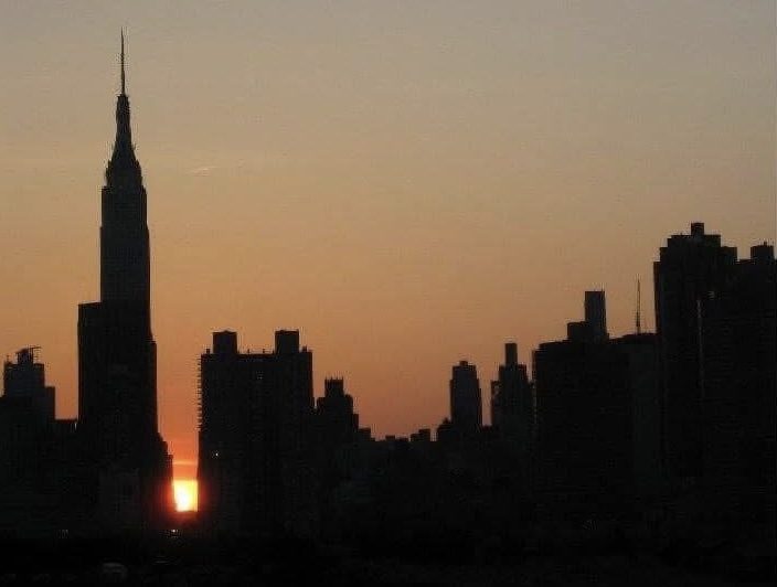 Manhattan skyline at sunset