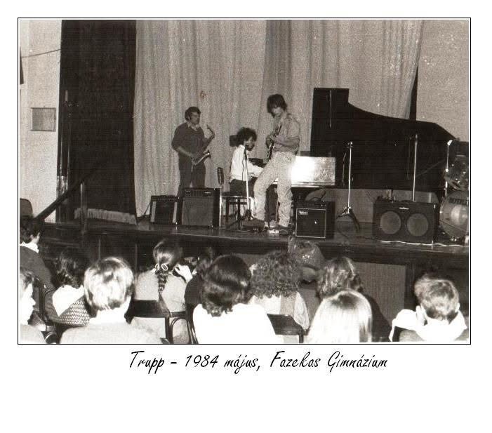 Trupp on stage before an audience, May 1984