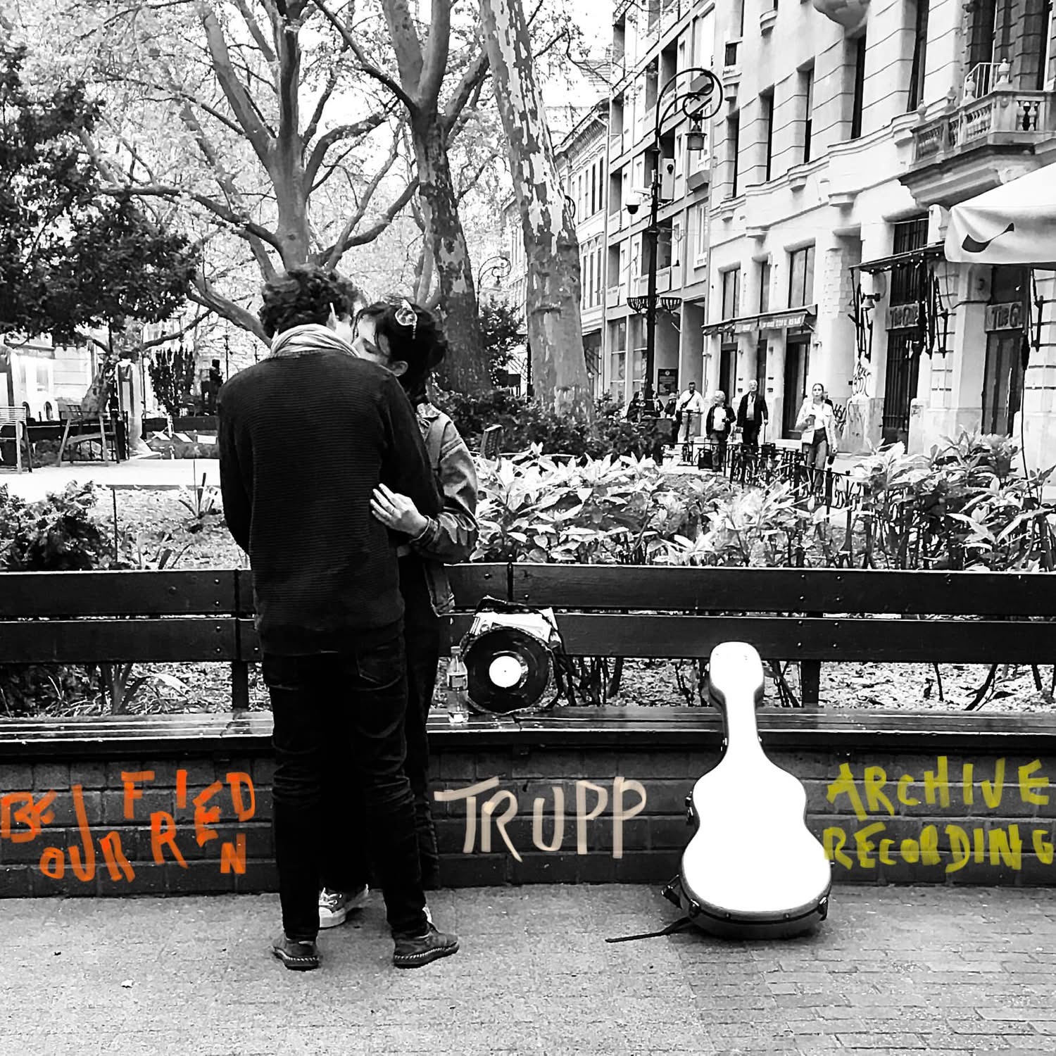 Cover art for the Trupp archive recording Be Our Friend, a Budapest street scene