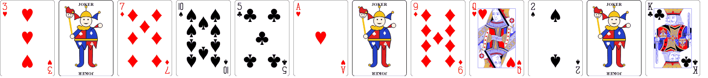 twelve cards, three of them Jokers
